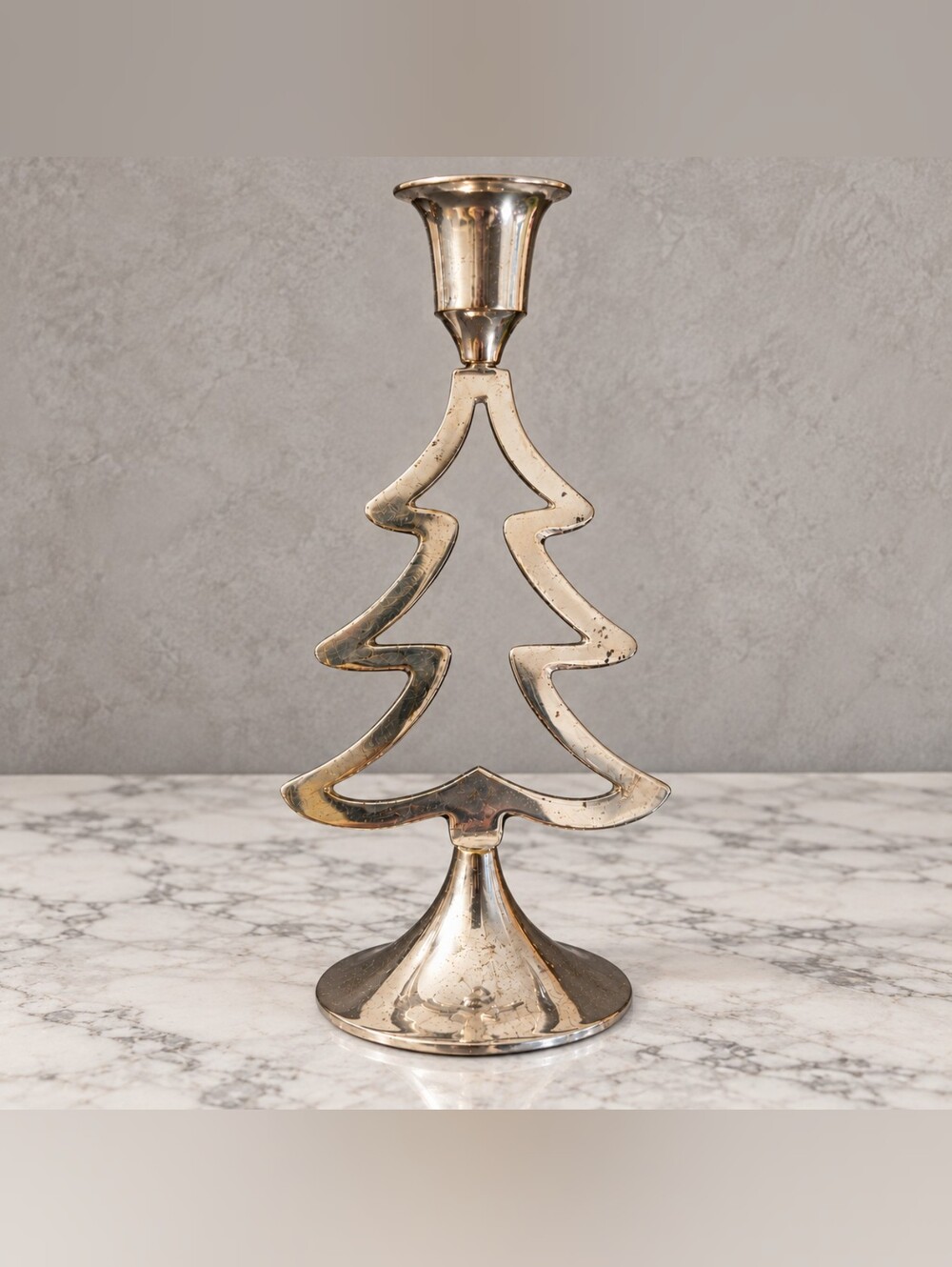 Vintage International Silver Co Silverplate Christmas Tree Taper Candle Holder